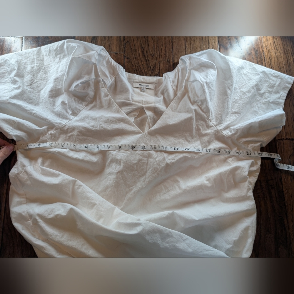 Madewell White V-Neck Short Sleeve Shift Dress - Picture 8 of 9